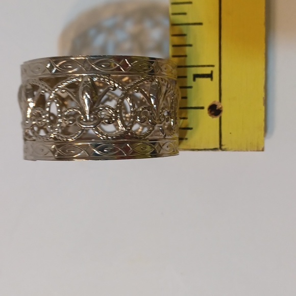 Vintage Kemp and Beatley Fleur Delis Filigree Napkin Ring Set of 6 L@@K! - Picture 6 of 12